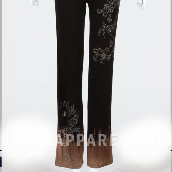 CLEARANCE New VOCAL RHINESTONFLEUR DE LIS WIDE BOHO PANTS - Picture 5 of 6
